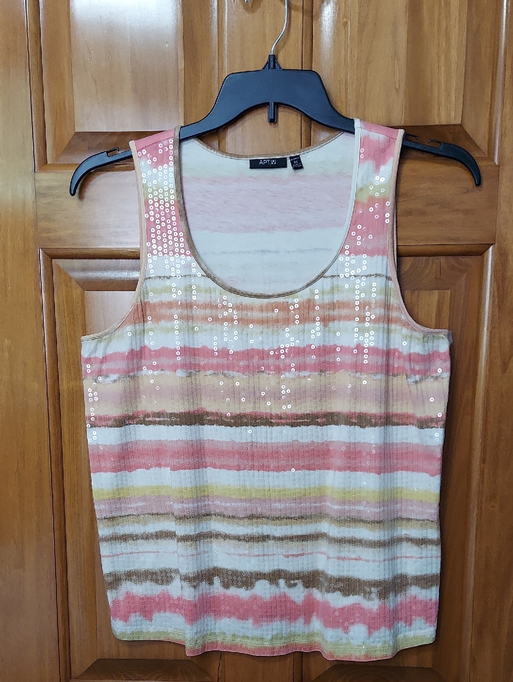 Apt. 9 Women's Summer Striped Tank Top with Sparkly Irredecent Sequins, Size 0X